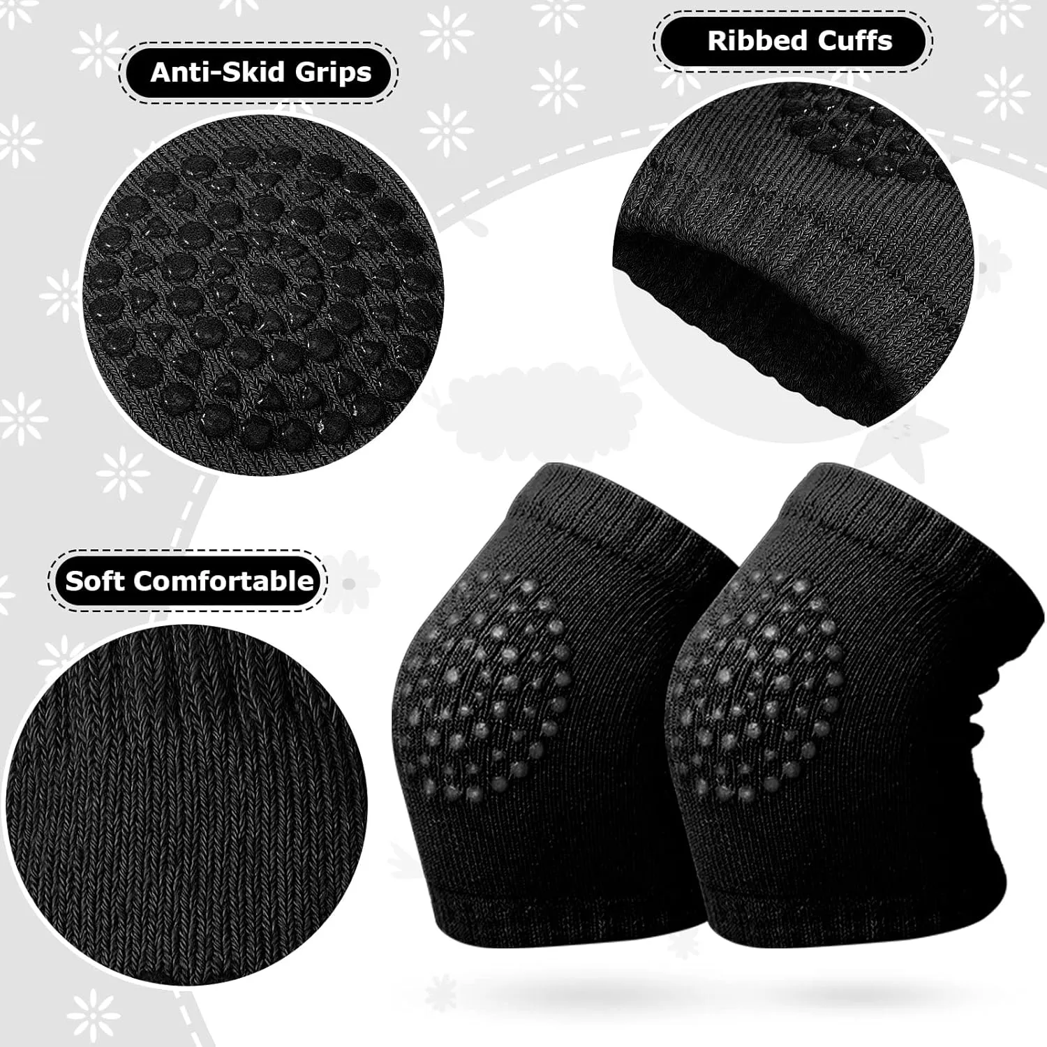 10 Pairs Baby Crawling Anti Slip Knee Pads and Anti Slip Baby Socks Set Unisex Toddler Knee Protectors Non Slip Ankle Socks