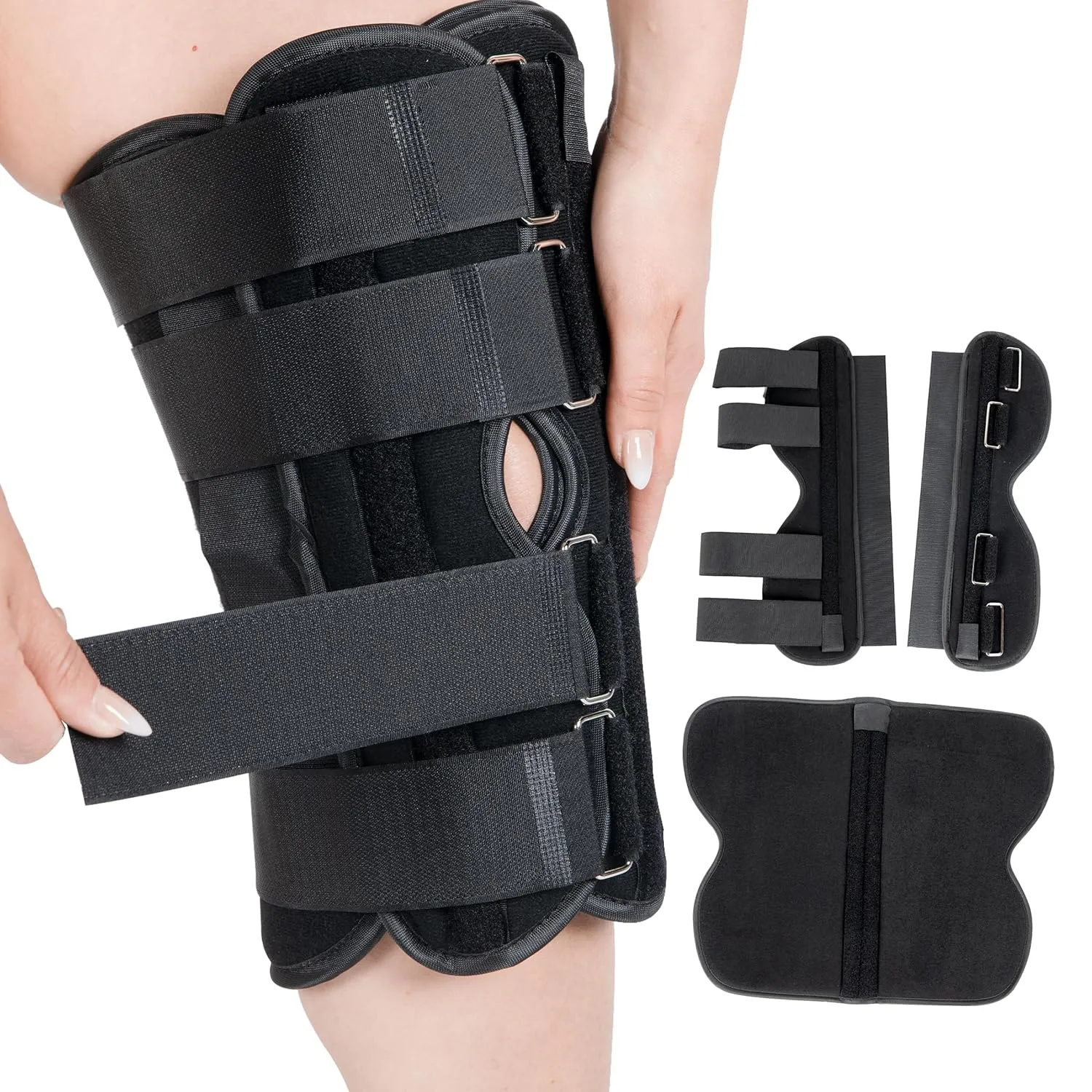 16 Long Adjustable Three Panel Orthopedic Knee Immobilizer  Supportive & Adjustable Side Panels  Knee Brace Stabilizer  Knee Immobilization L1830