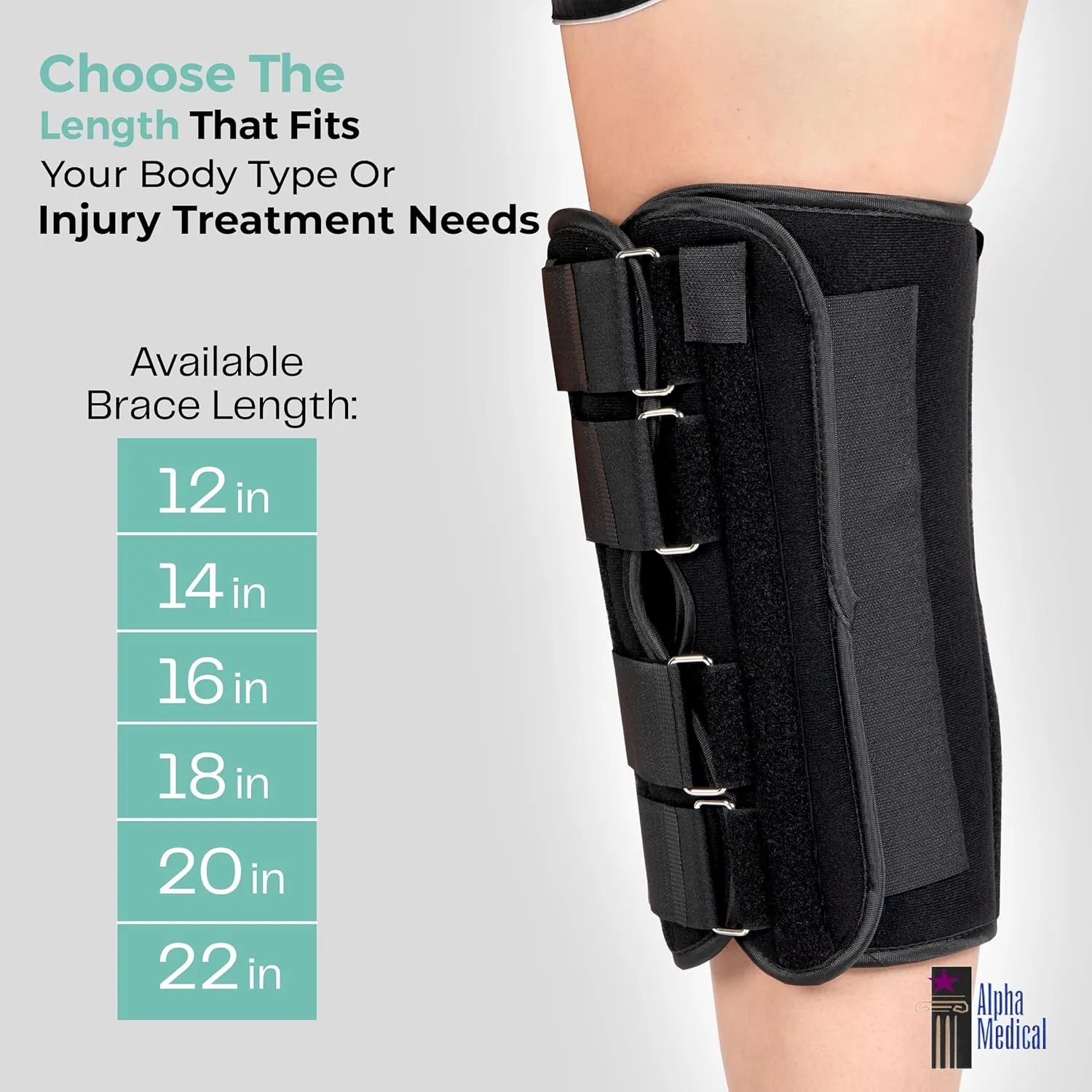 16 Long Adjustable Three Panel Orthopedic Knee Immobilizer  Supportive & Adjustable Side Panels  Knee Brace Stabilizer  Knee Immobilization L1830