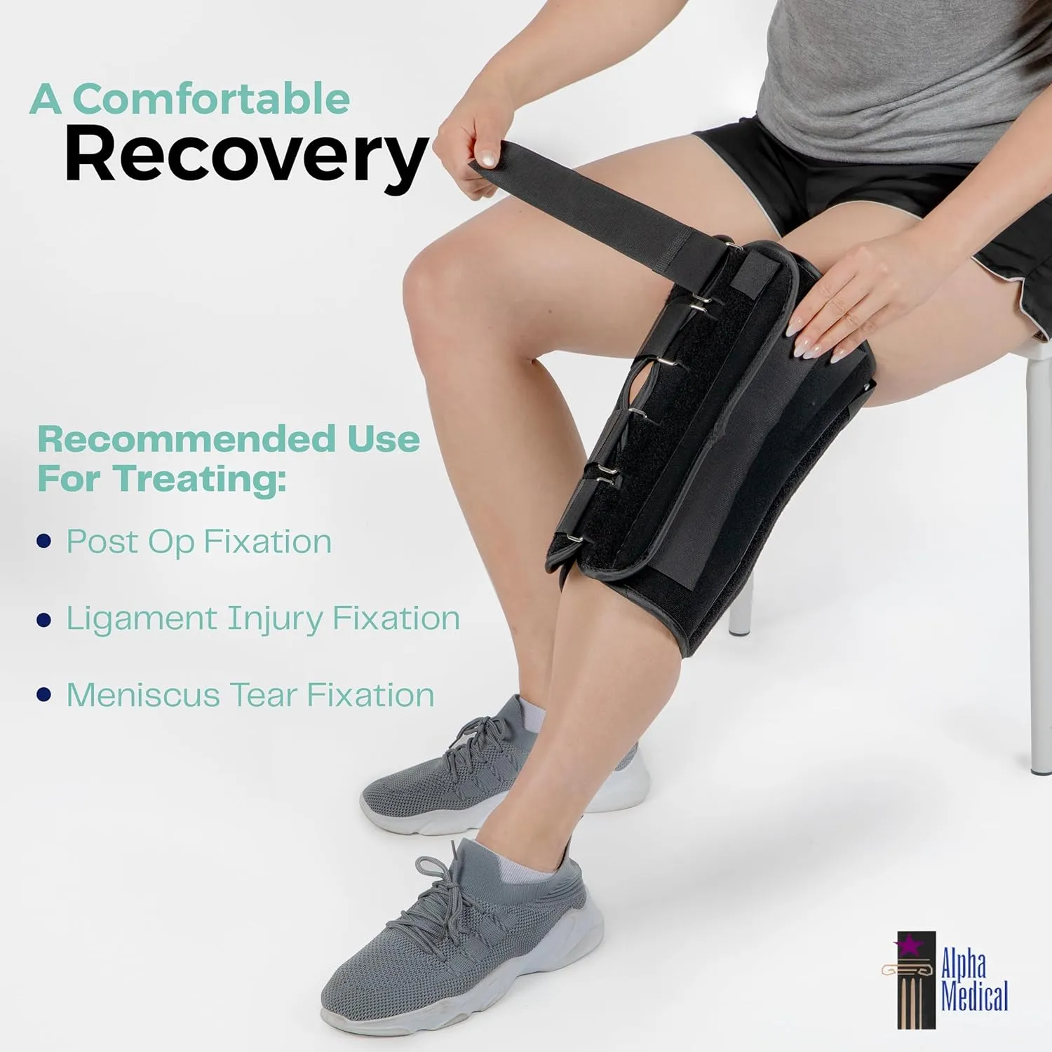 16 Long Adjustable Three Panel Orthopedic Knee Immobilizer  Supportive & Adjustable Side Panels  Knee Brace Stabilizer  Knee Immobilization L1830