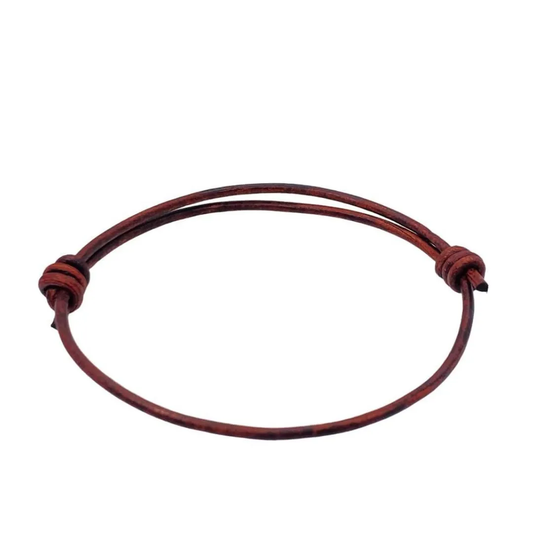 2 mm Men Genuine Leather Bracelet - Handmade Adjustable Cuff, Mens Minimalism Leather Wrap Wristband, Simple Accessories, Premium Leather, Women Gift To Boyfriend, Pulsera Hombre (Antique Brown)