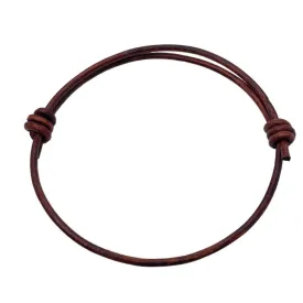 2 mm Men Genuine Leather Bracelet - Handmade Adjustable Cuff, Mens Minimalism Leather Wrap Wristband, Simple Accessories, Premium Leather, Women Gift To Boyfriend, Pulsera Hombre (Antique Brown)