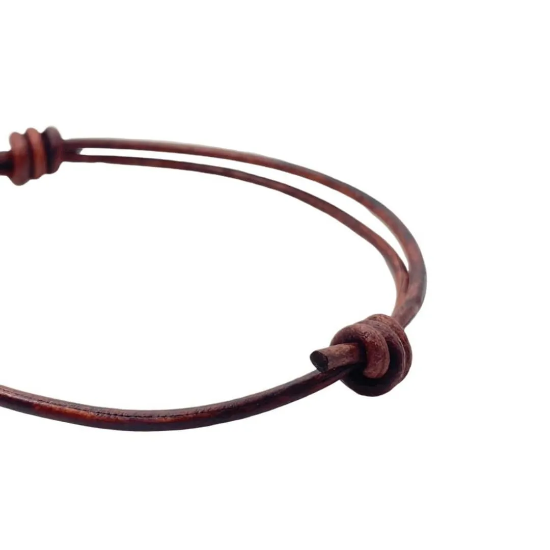 2 mm Men Genuine Leather Bracelet - Handmade Adjustable Cuff, Mens Minimalism Leather Wrap Wristband, Simple Accessories, Premium Leather, Women Gift To Boyfriend, Pulsera Hombre (Antique Brown)