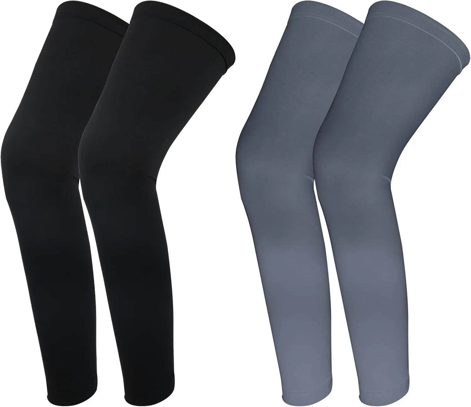 2 Pcs Full Leg Sports Compression Sleeve, Leg Compression Sleeves for Men Women, Compression Leg Sleeves Basketball, Compression Long Knee Sleeve for Running, Cycling, Football