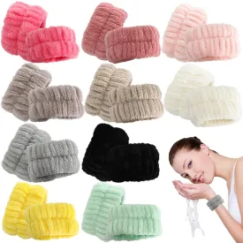 20 Pcs Wrist Bands for Washing Face, Elastic Absorbent Face Washing Wristbands, Women's Wrist Towels Spa Wristbands for Stop Water from Flowing Down Your Arm (Style 1)