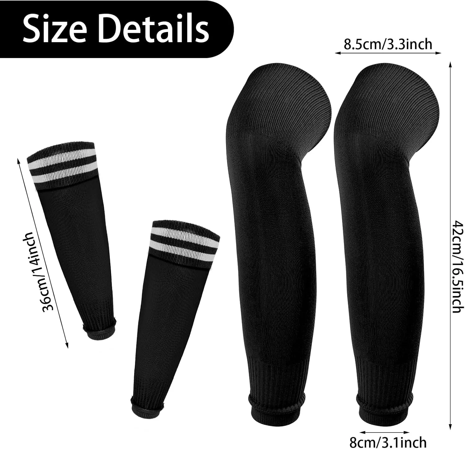 2Pairs Soccer Socks Soccer Leg Sleeves Socks Athletic Socks Football Baseball Softball
