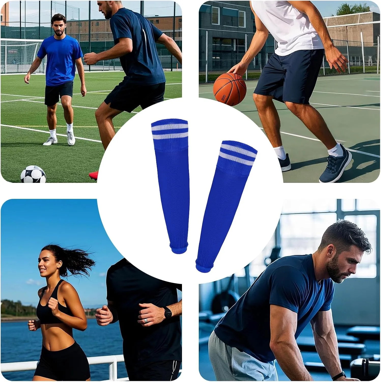 2Pairs Soccer Socks Soccer Leg Sleeves Socks Athletic Socks Football Baseball Softball