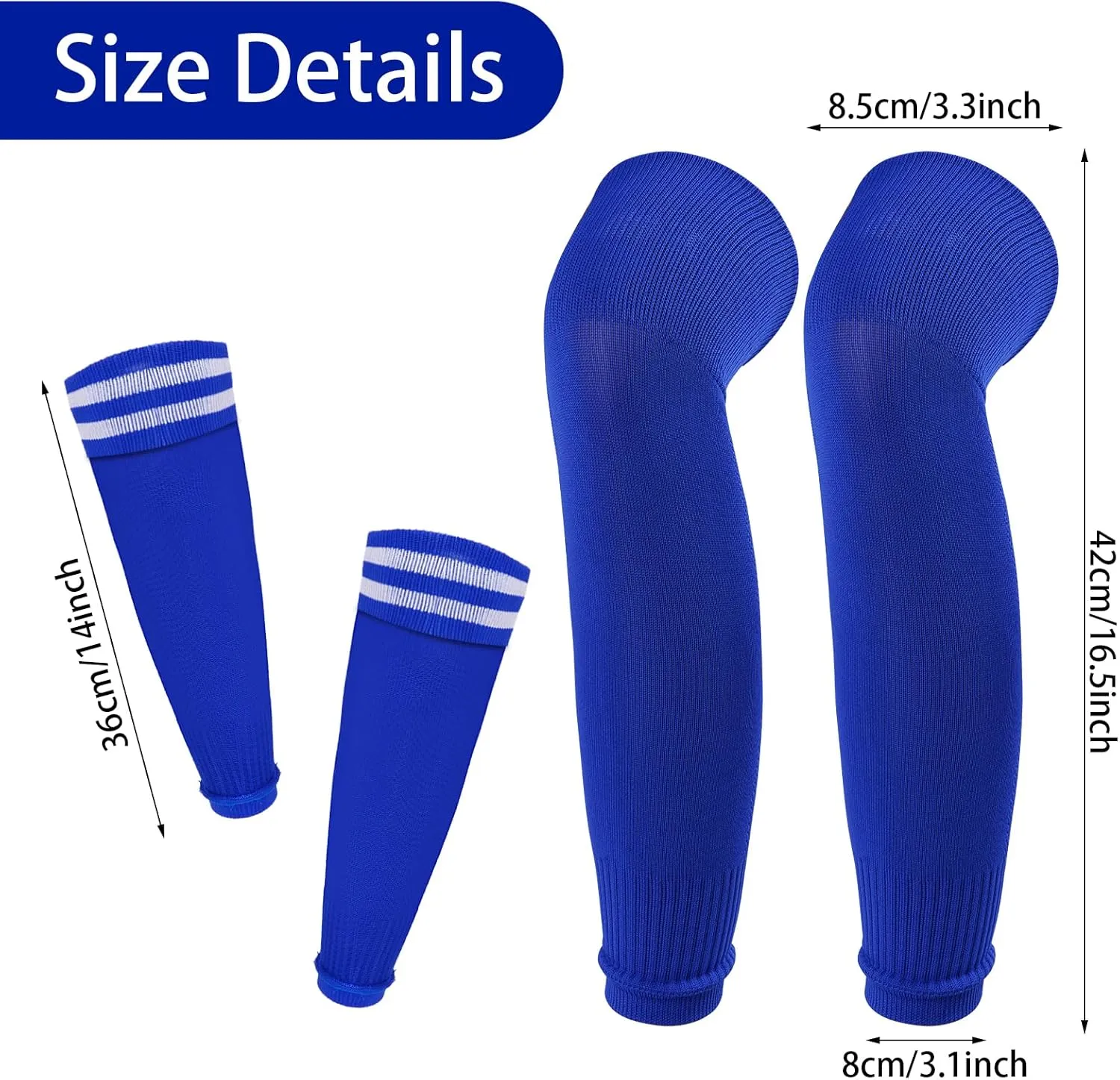 2Pairs Soccer Socks Soccer Leg Sleeves Socks Athletic Socks Football Baseball Softball