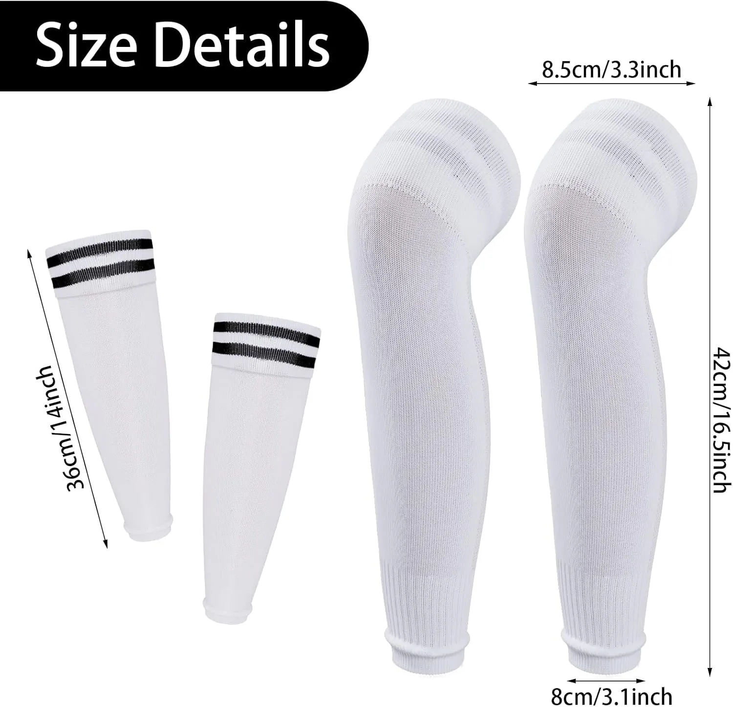 2Pairs Soccer Socks Soccer Leg Sleeves Socks Athletic Socks Football Baseball Softball