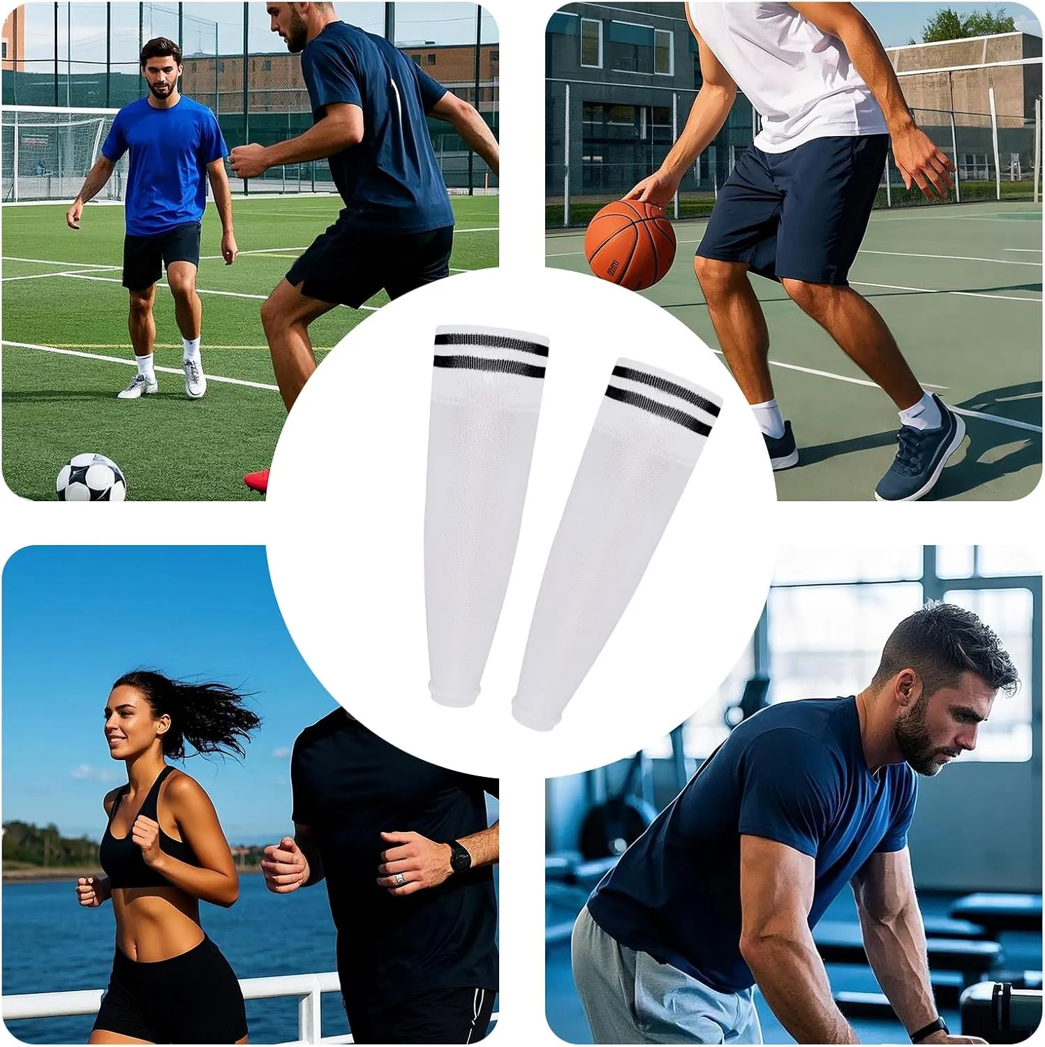 2Pairs Soccer Socks Soccer Leg Sleeves Socks Athletic Socks Football Baseball Softball
