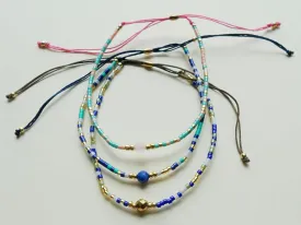 3 Beaded String Bracelets for Women, Minimalist Style Bracelets for Her, Knot Adjustable
