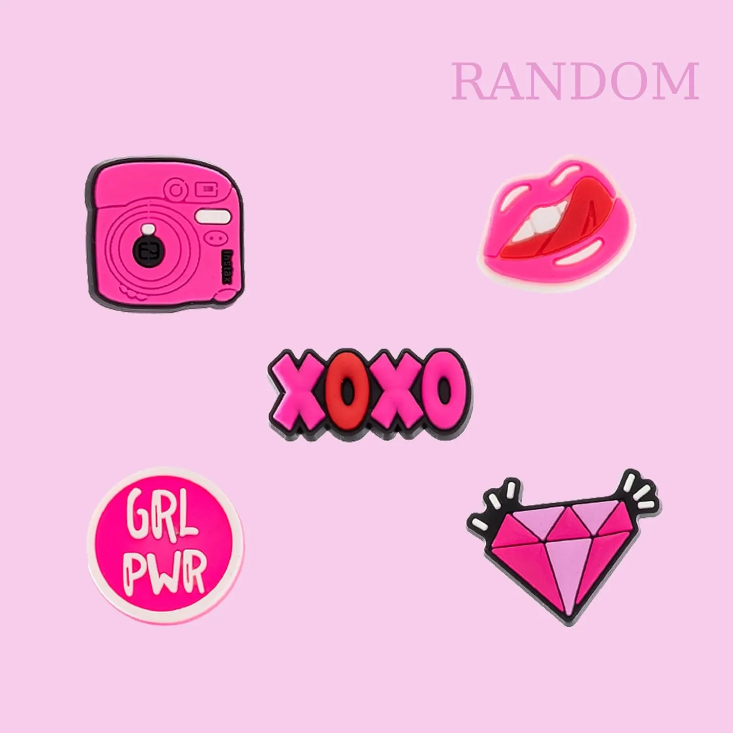 30,50,100pcs Random Pink Shoe Charms Kawaii Shoe Accessories for Girls Teens Cute Clog Sandals Decor Lovely Gift Wristband Bracelet Charms Party Favors
