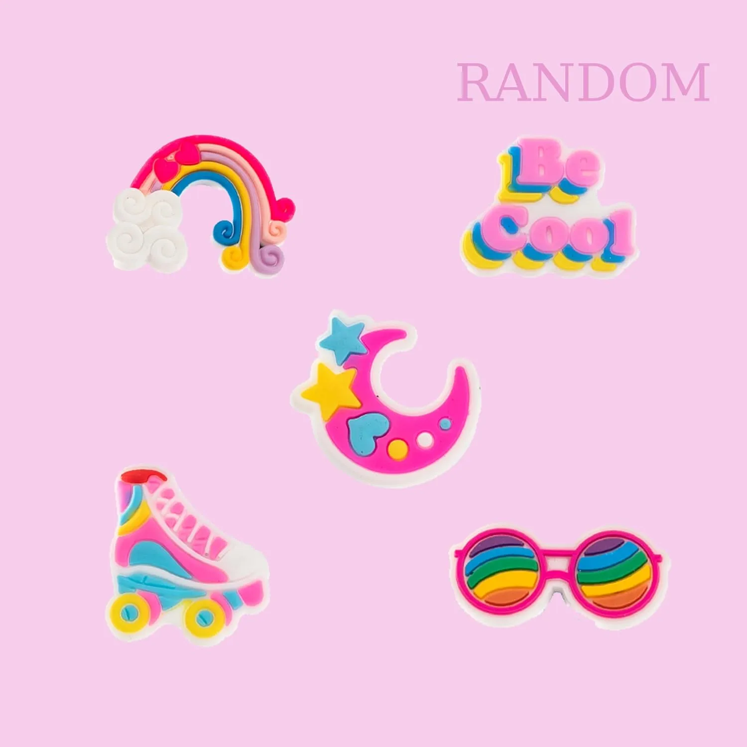30,50,100pcs Random Pink Shoe Charms Kawaii Shoe Accessories for Girls Teens Cute Clog Sandals Decor Lovely Gift Wristband Bracelet Charms Party Favors