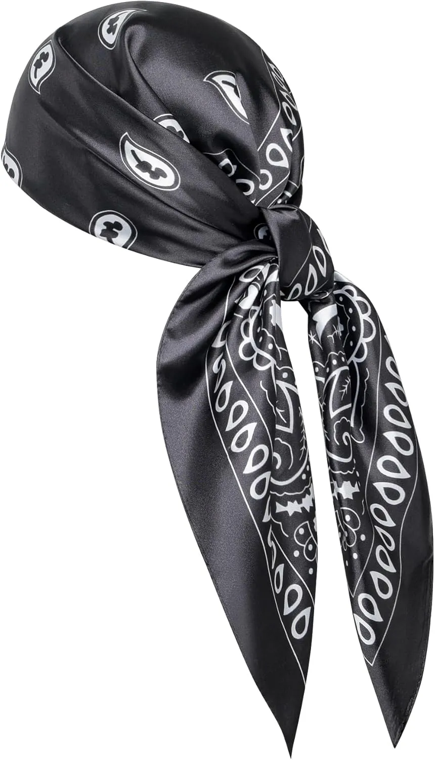 35" Men's Cowboy Scarf - Oversized Western Bandana Neckwear, Large Square Scarf with Gift Packaging
