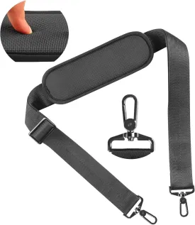 58"" Shoulder Strap, Adjustable Thicken Shoulder Strap with Double Adjustable Buckles and Metal Hooks, Ideal for Laptop Messenger Bag/Crossbody Bag(dai-jian-dian), Black pad
