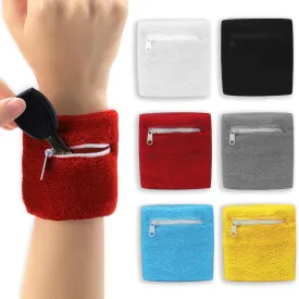 6 Pieces Wrist Wallet Kit, Small Sweat Bands Wristbands with Zipper Pocket, Portable Wrist Pouch for Women Men Storage Key Cash ID Card Sport Gym