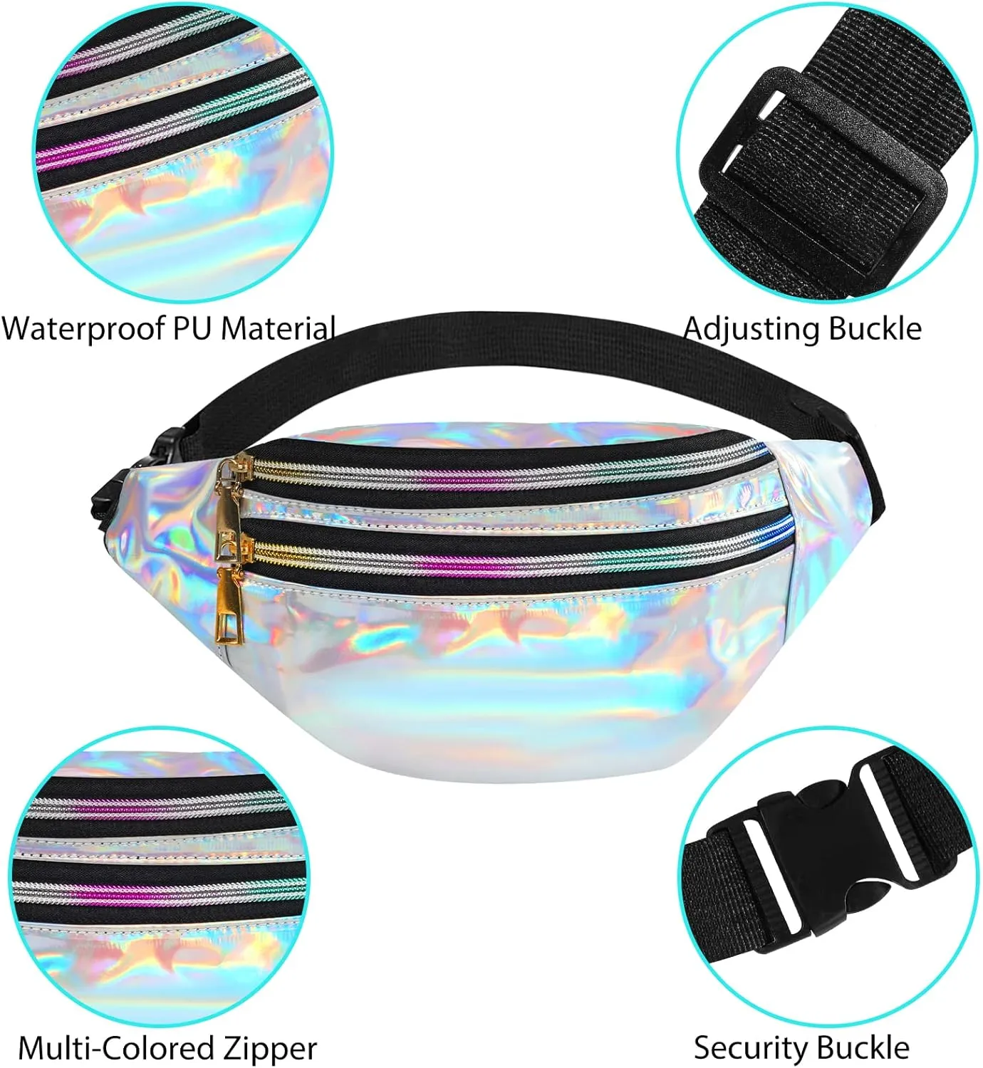 80s Accessories for Women, Leg Warmers 80s Costumes Workout Outfit Holographic Fanny Pack Neon Headband Wristbands