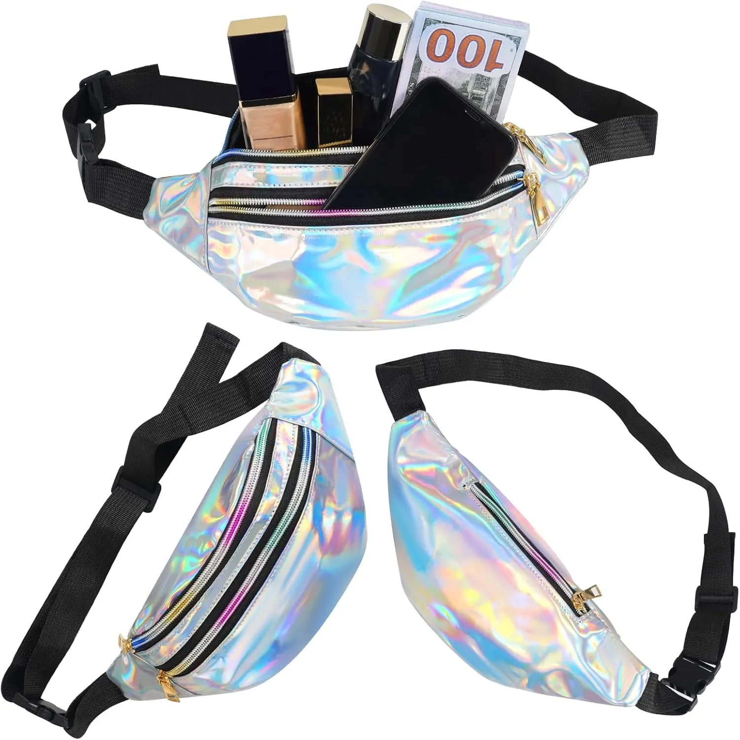 80s Accessories for Women, Leg Warmers 80s Costumes Workout Outfit Holographic Fanny Pack Neon Headband Wristbands