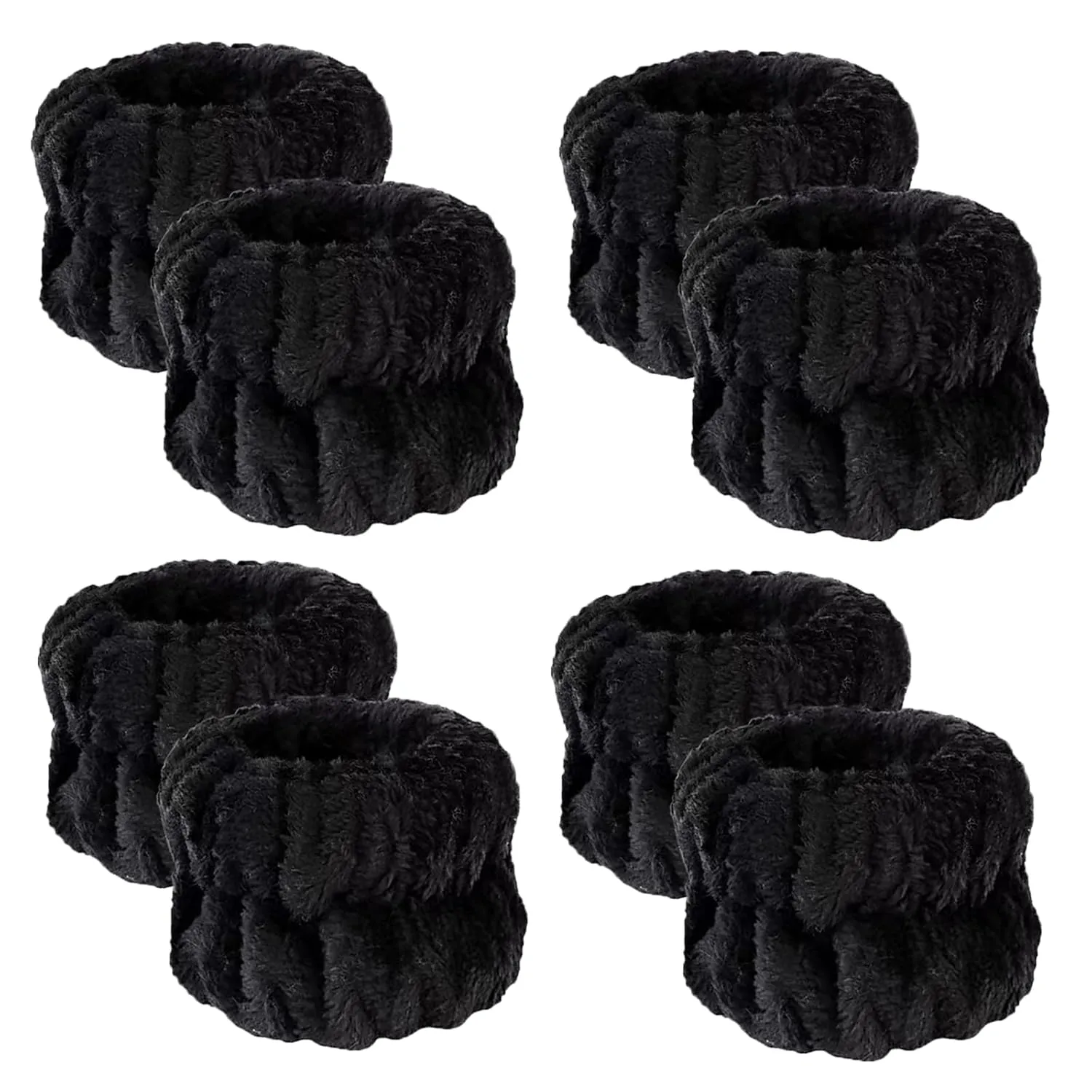 8Pcs Anmieciu Microfiber Spa Wristbands - Wrist Towels for Face Washing, Arm Bands to Prevent Liquid Spilling (Black)