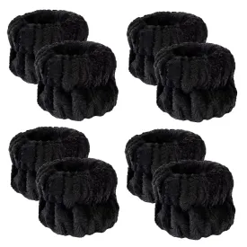 8Pcs Anmieciu Microfiber Spa Wristbands - Wrist Towels for Face Washing, Arm Bands to Prevent Liquid Spilling (Black)