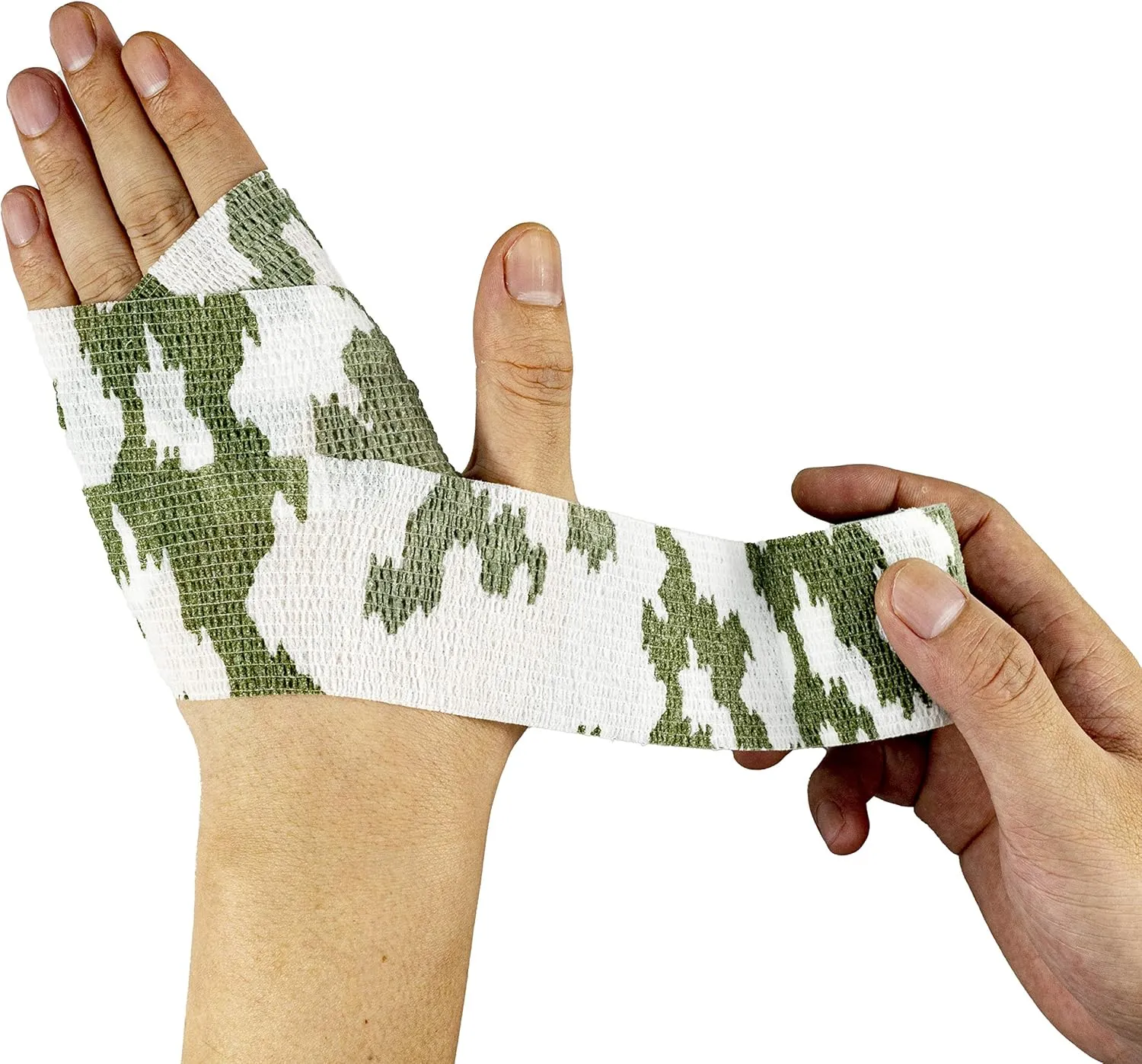 9 Rolls Self Adhesive Wrap Athletic Tape Gauze, Breathable Elastic Cohesive Bandage for Sports Injury & Pet (7 Pcs 2" x 5 Yards   2 Pcs 1" X 5 Yards) (Snow Camo)