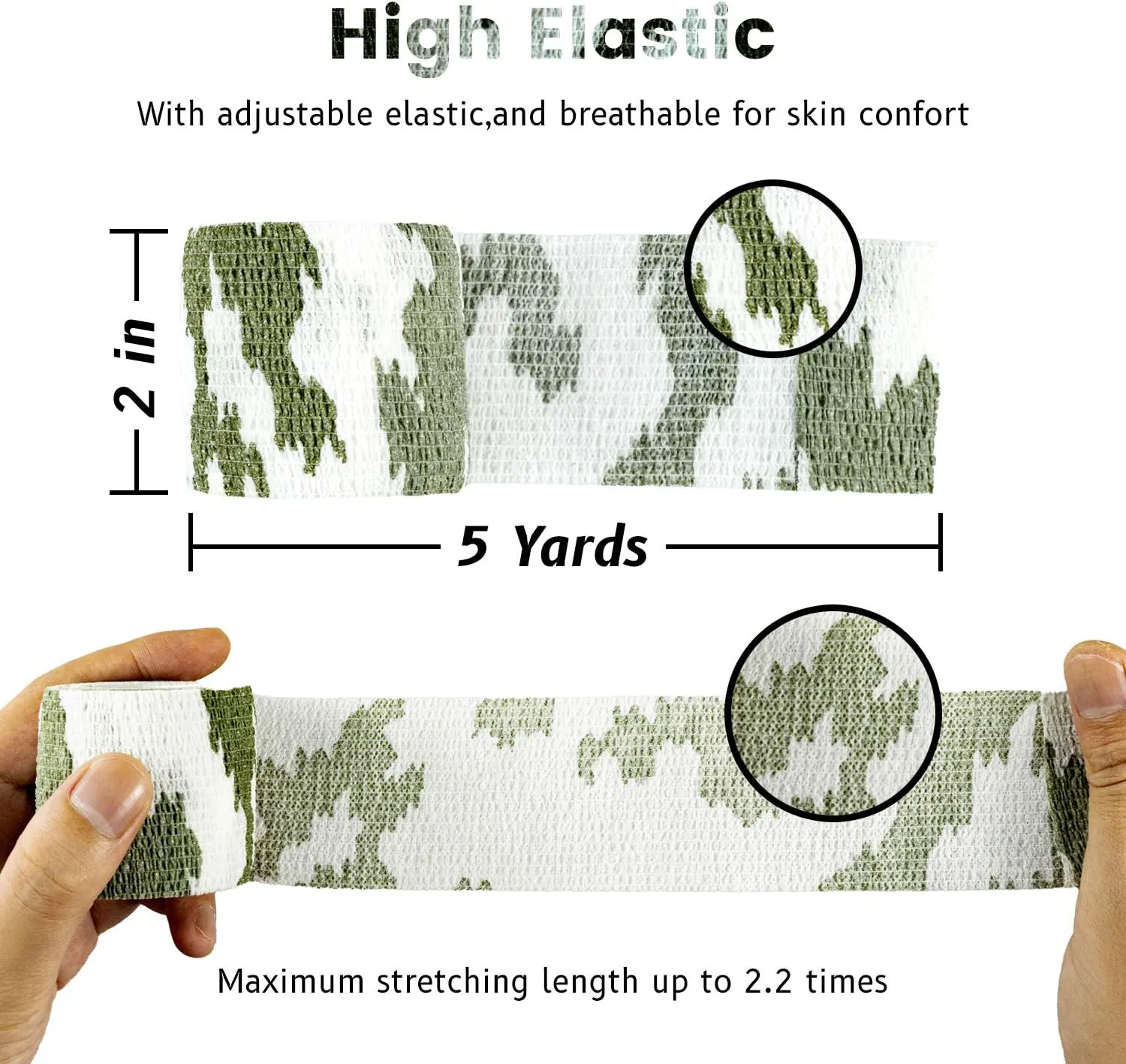 9 Rolls Self Adhesive Wrap Athletic Tape Gauze, Breathable Elastic Cohesive Bandage for Sports Injury & Pet (7 Pcs 2" x 5 Yards   2 Pcs 1" X 5 Yards) (Snow Camo)