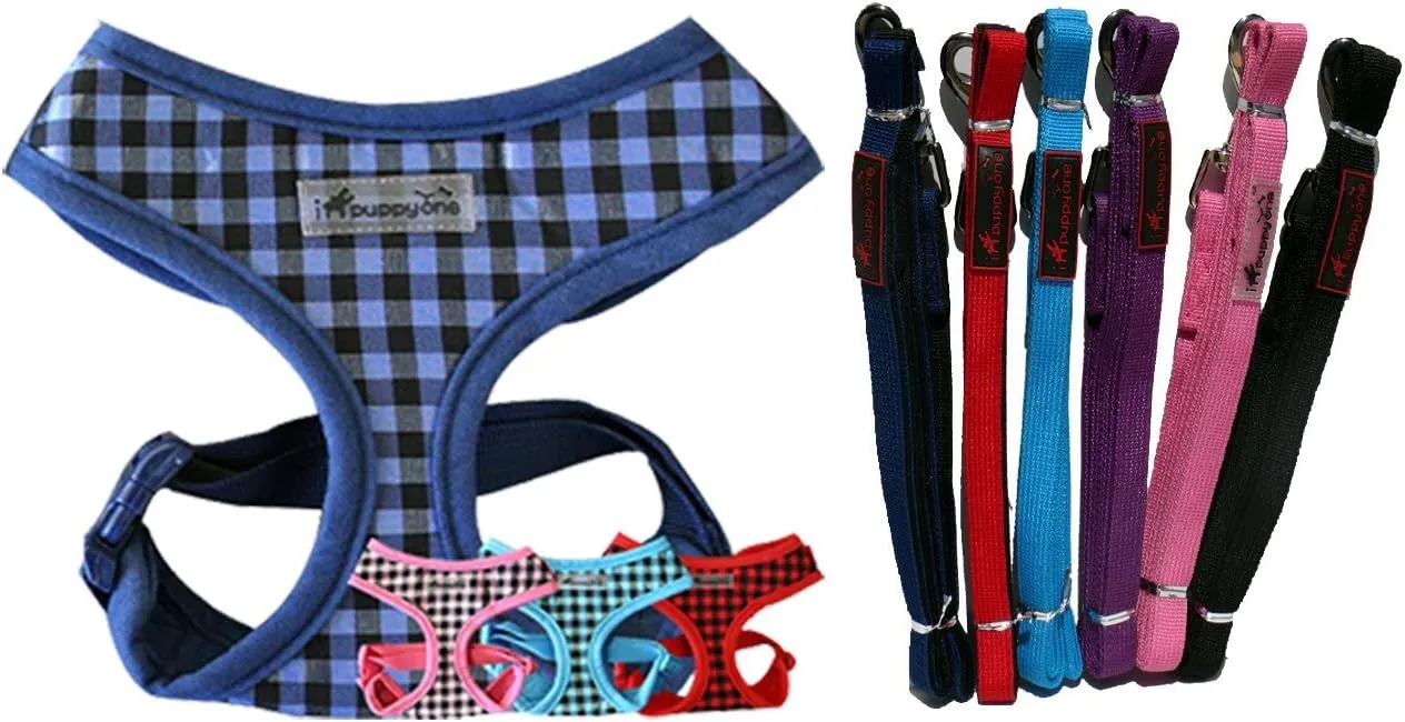 Adjustable Dog Soft Spring Harness and Lead Combo Size:Medium Color:Pink