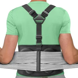 AllyFlex Sports Back Brace For Lifting Work Y-shape Suspenders Safety Belt With Dual 3D Lumbar Support Relieve Pain, Prevent Injury - L