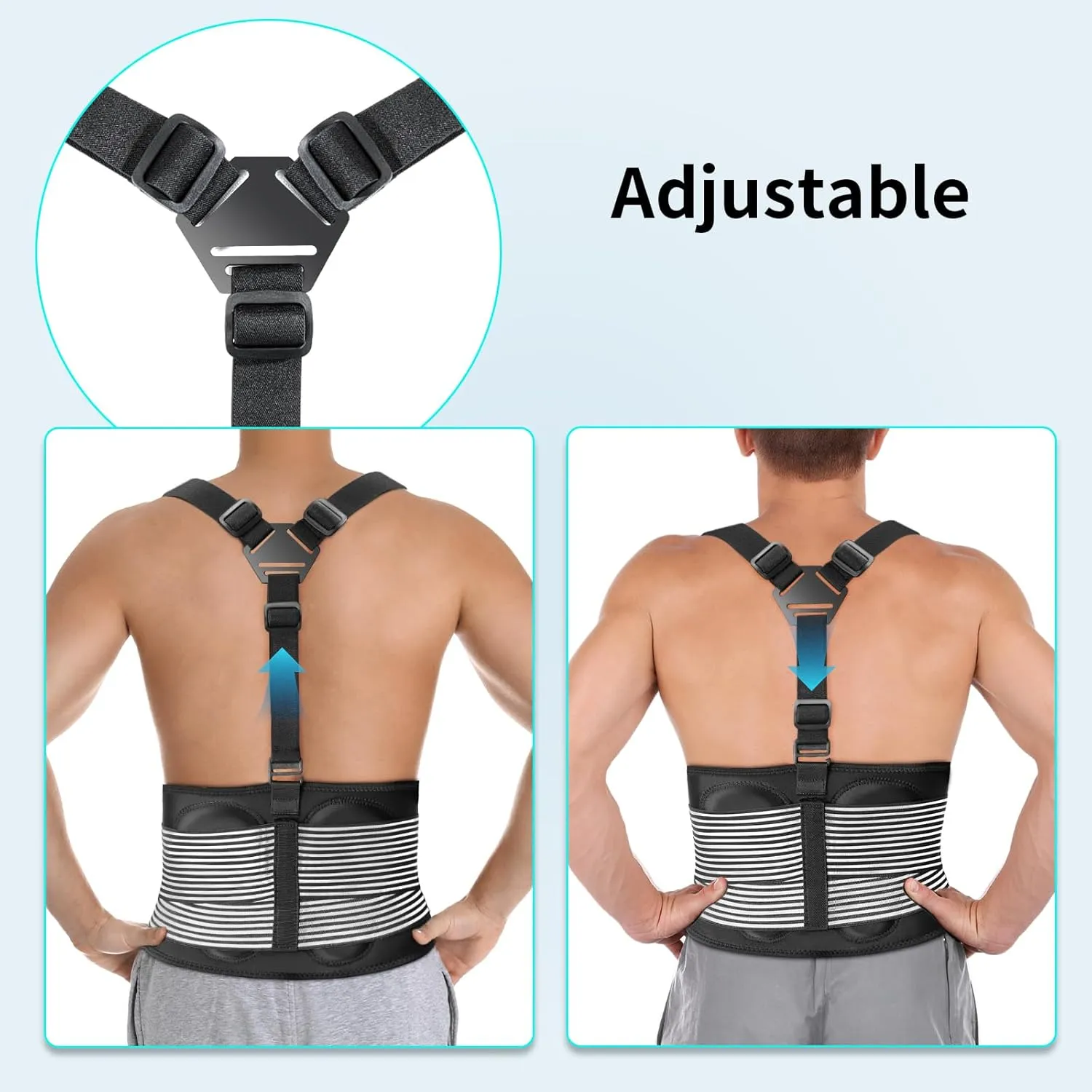 AllyFlex Sports Back Brace For Lifting Work Y-shape Suspenders Safety Belt With Dual 3D Lumbar Support Relieve Pain, Prevent Injury - L
