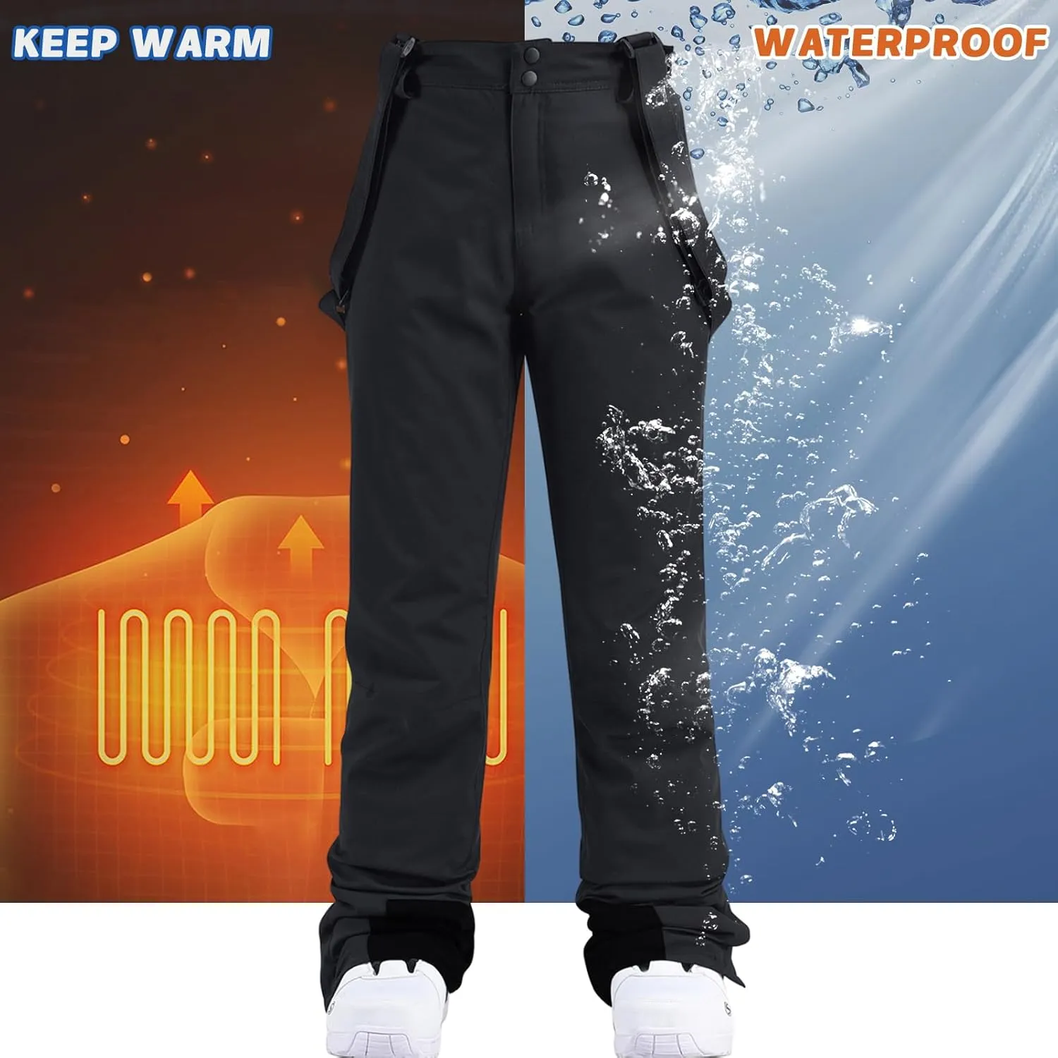 ALSOGO Women's Insulated Snow Pants Winter Warm Ski Pant Outdoor Waterproof Snowboard Bibs with Detachable Suspender