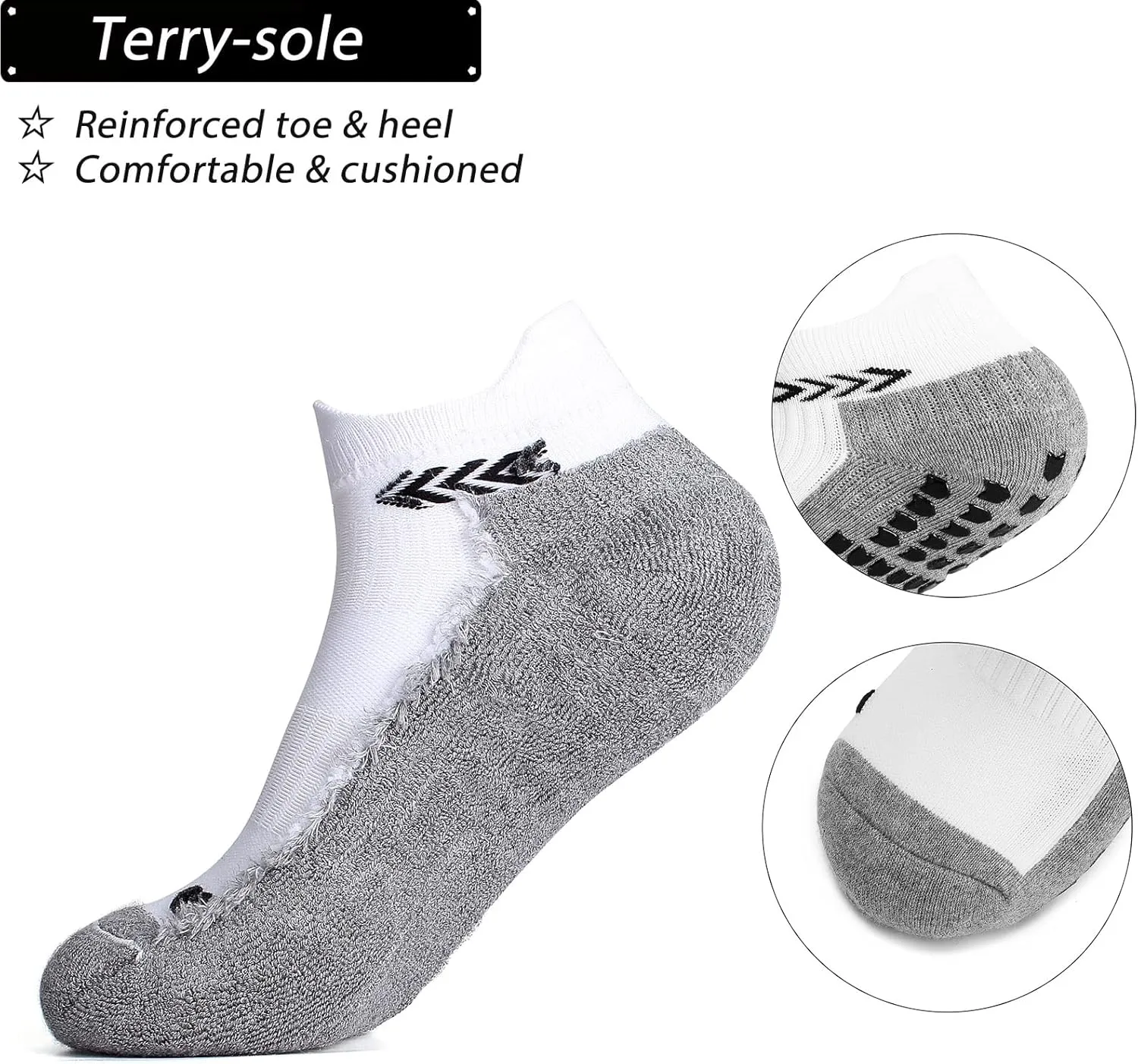 Anti-slip Football Socks for Men Women, Breathable, Cushioned, Cotton Grip Sports Sock for Soccer Yoga Basketball
