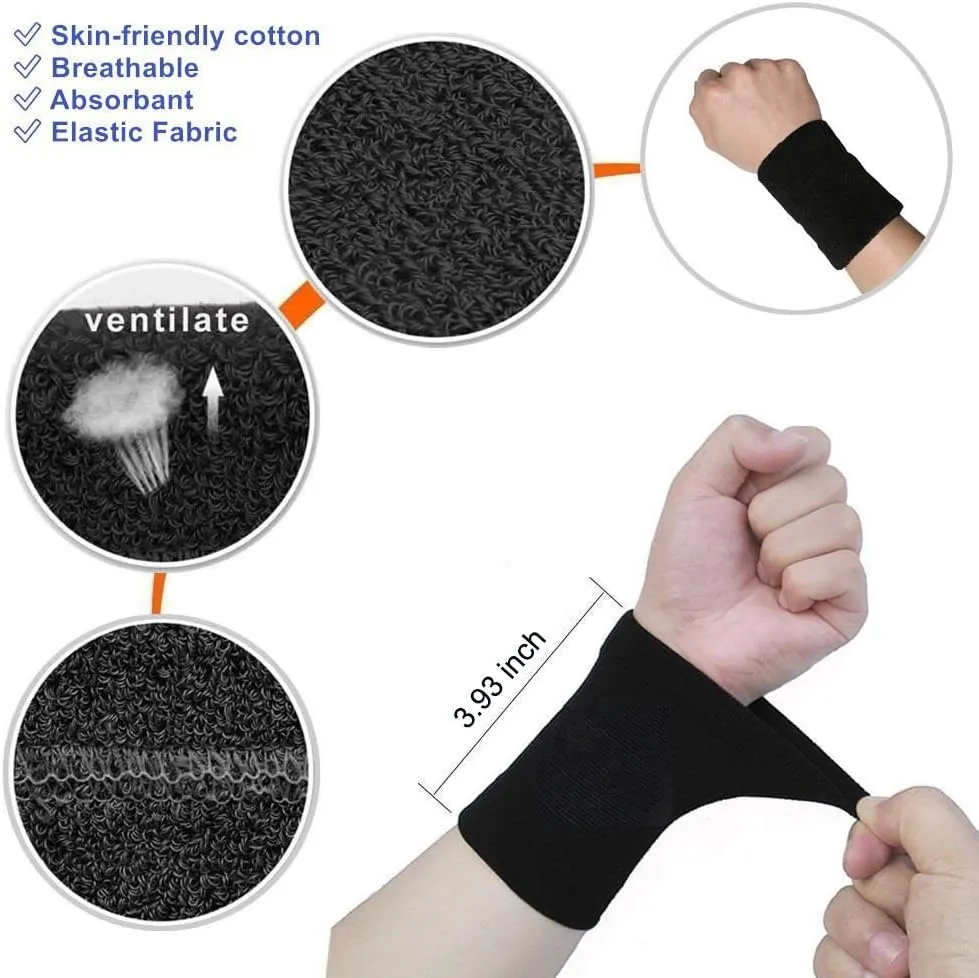 Athletic Moisture Wicking Sweatband Headband Wristband for Men Women Sports