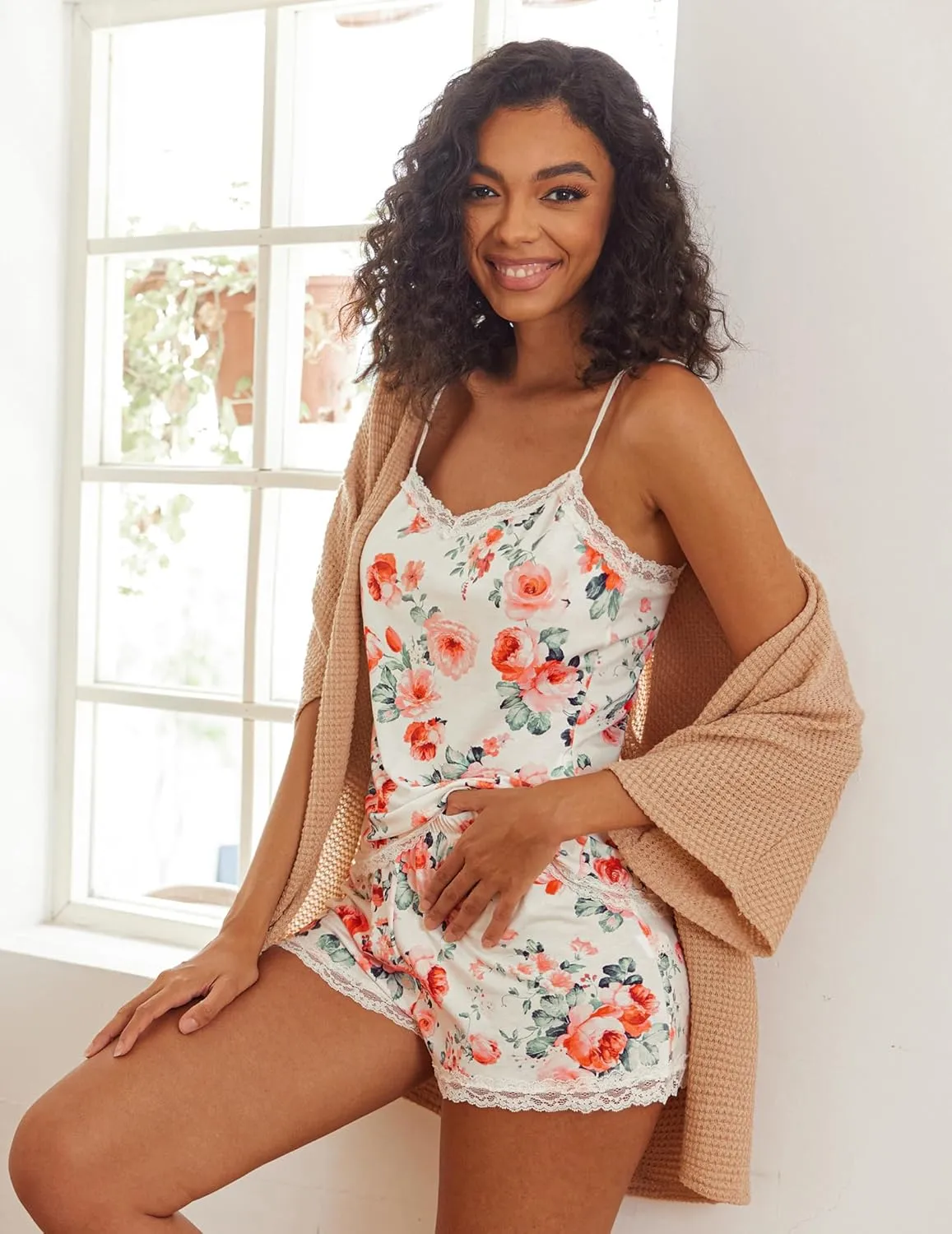 Avidlove Women Cami Pajama Set Modal Sleepwear Lace Trim Short PJ Set with Shorts