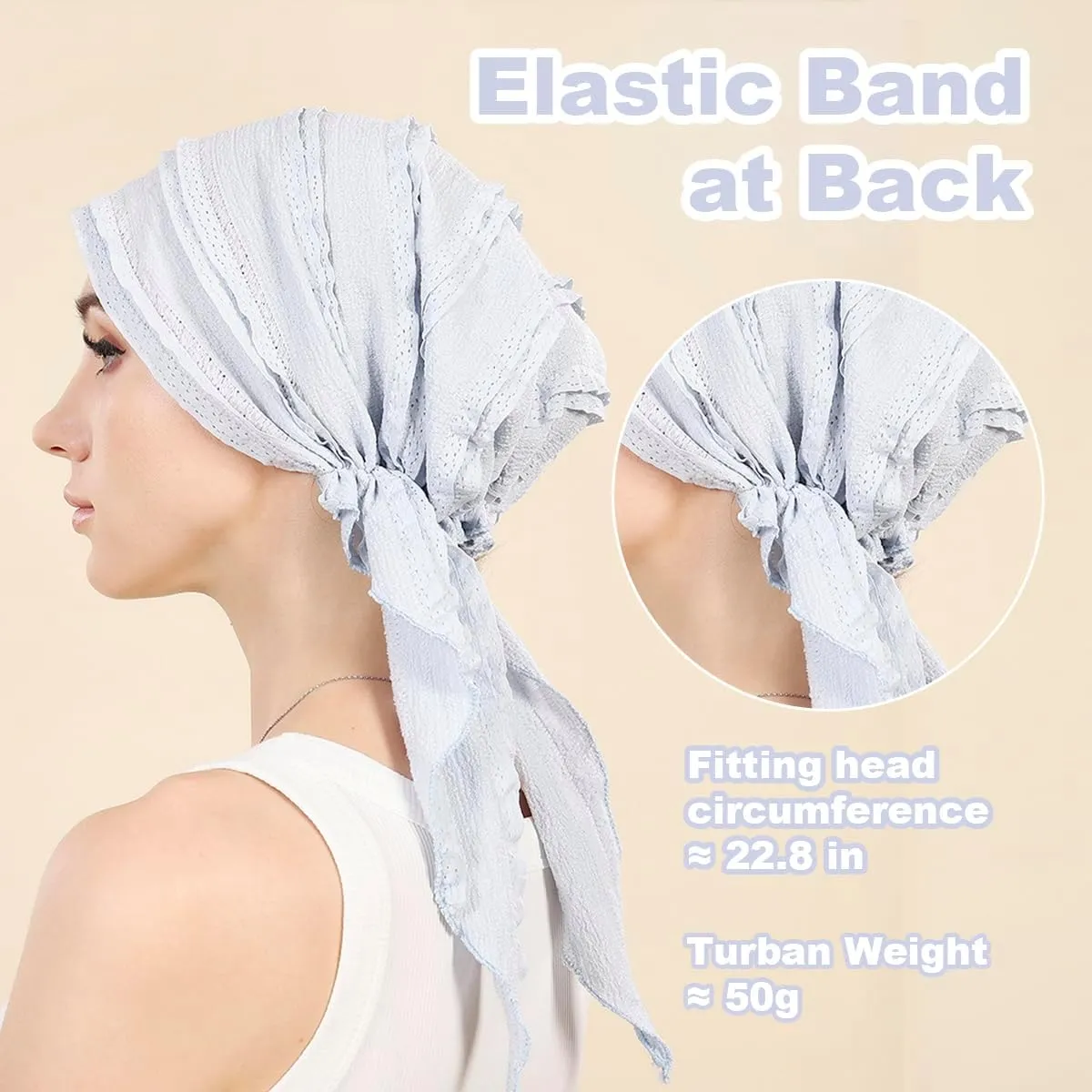 Babalet Slip-On Pre-Tied Beanie Women Headwear Turban Beanie Caps Head Wrap Headscarf for Women Sleep Hair Cover Hat