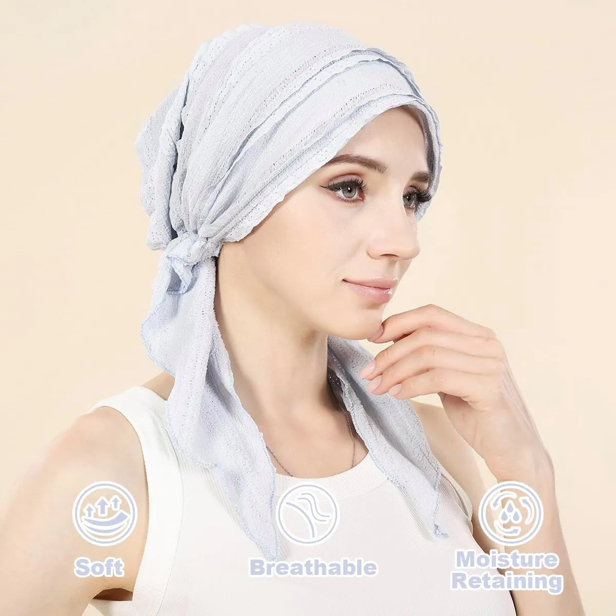 Babalet Slip-On Pre-Tied Beanie Women Headwear Turban Beanie Caps Head Wrap Headscarf for Women Sleep Hair Cover Hat
