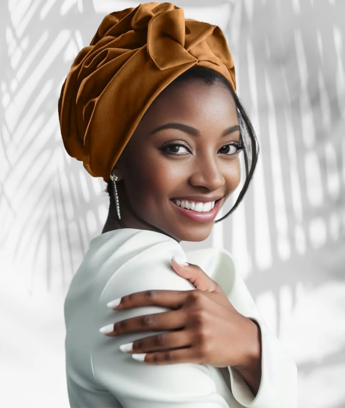 Babalet Stretch Turban Hats African Double Layered Headwraps Soft Pre-Tied Bonnet Hair Wrap Ruffles Turbans for Black Women