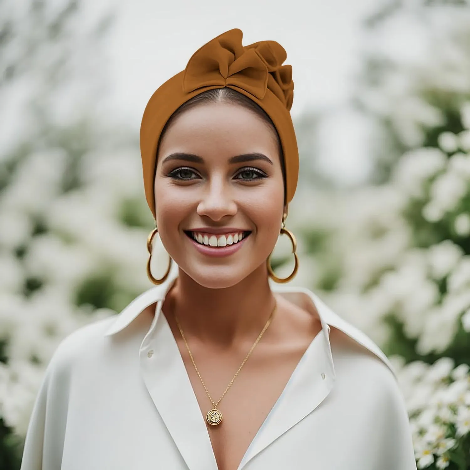 Babalet Stretch Turban Hats African Double Layered Headwraps Soft Pre-Tied Bonnet Hair Wrap Ruffles Turbans for Black Women