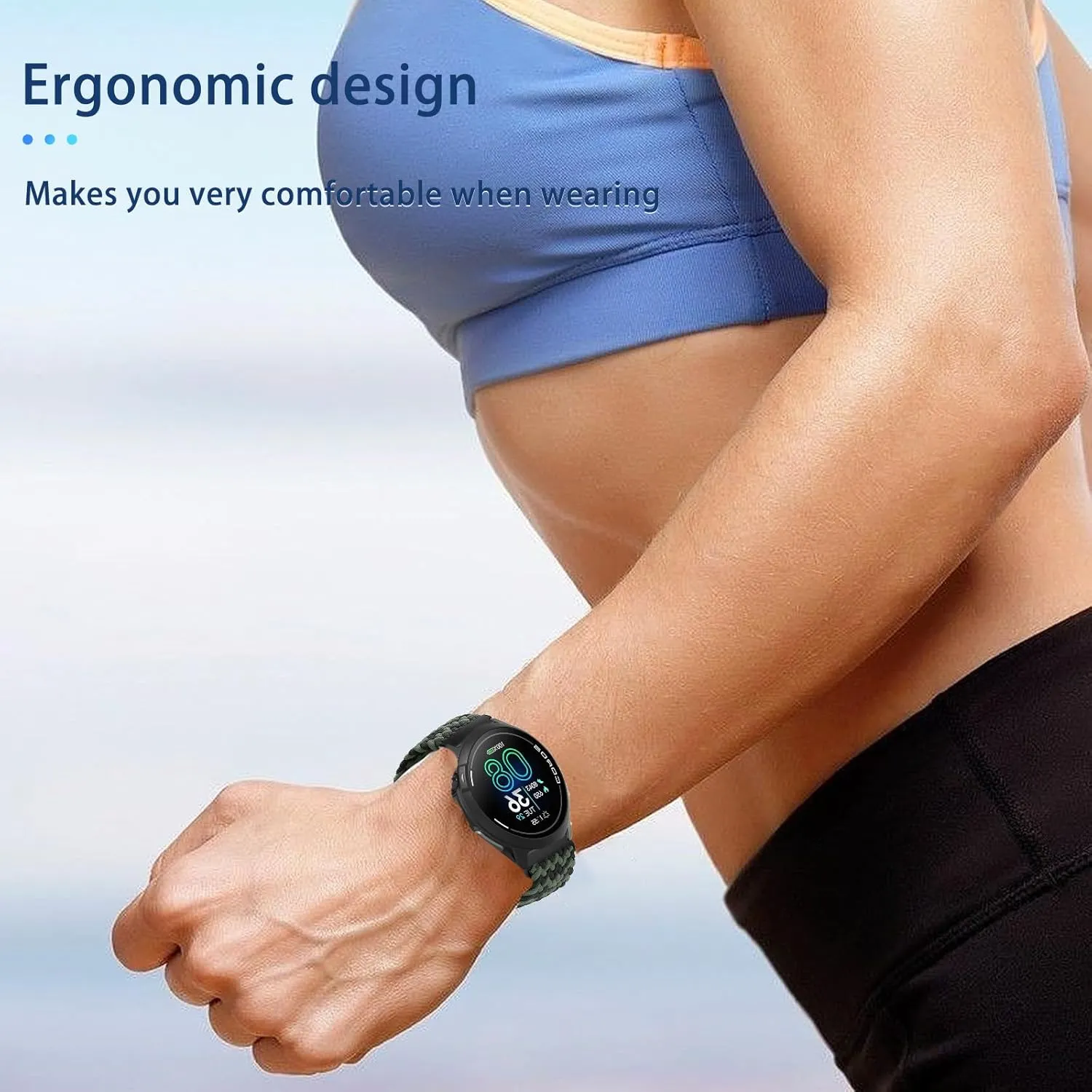 Band for COROS PACE Pro GPS Sport Watch, Breathable Braided Wristbands,Sport Replacement Strap,Adjustable Wristband,Women Men,Nylon Braided Band for COROS PACE Pro