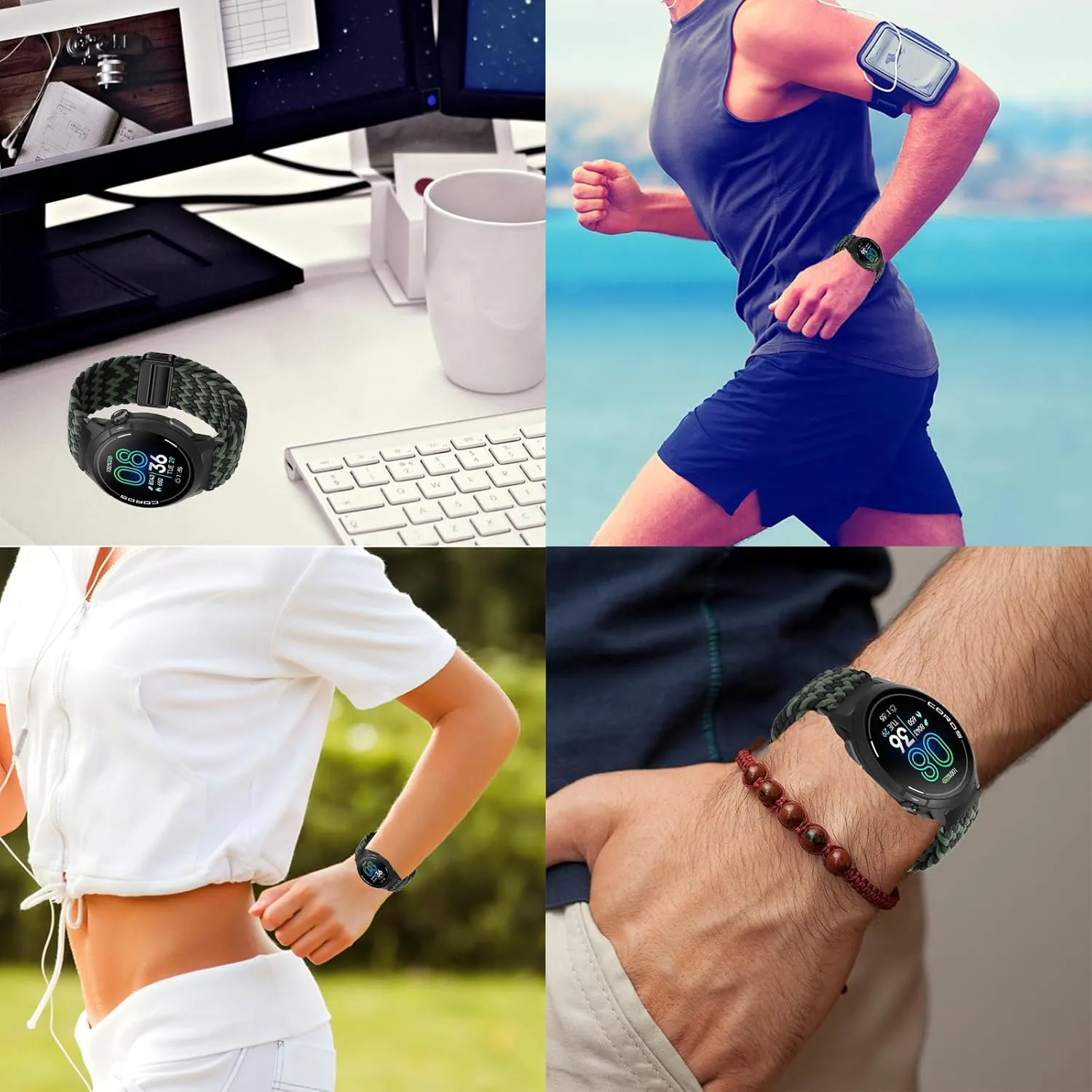 Band for COROS PACE Pro GPS Sport Watch, Breathable Braided Wristbands,Sport Replacement Strap,Adjustable Wristband,Women Men,Nylon Braided Band for COROS PACE Pro