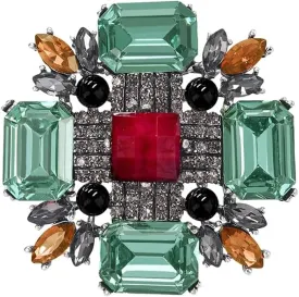 Baroque Rhinestone Brooch Pin for Women Men Vintage Rectangle Crystal Round Ball Victorian Art Deco Brooches Lapel Pins Elegant Dress Accessories Wedding Birthday Jewelry Corsage