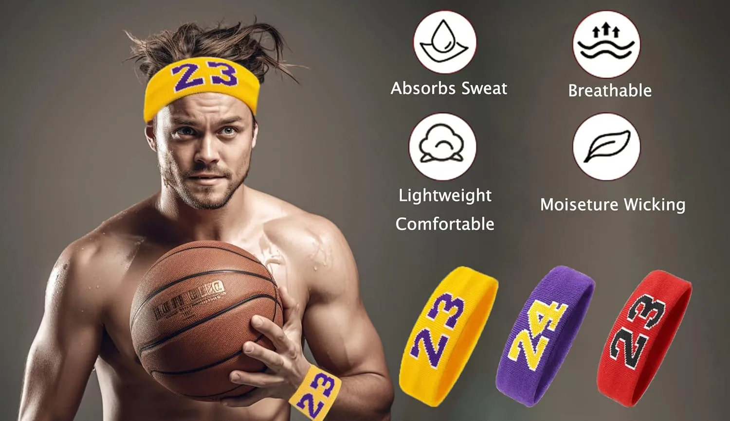 Basketball Wristbands Sweatbands Kit Sweat Bands Sweat Absorbing Head Band for Party Accessories