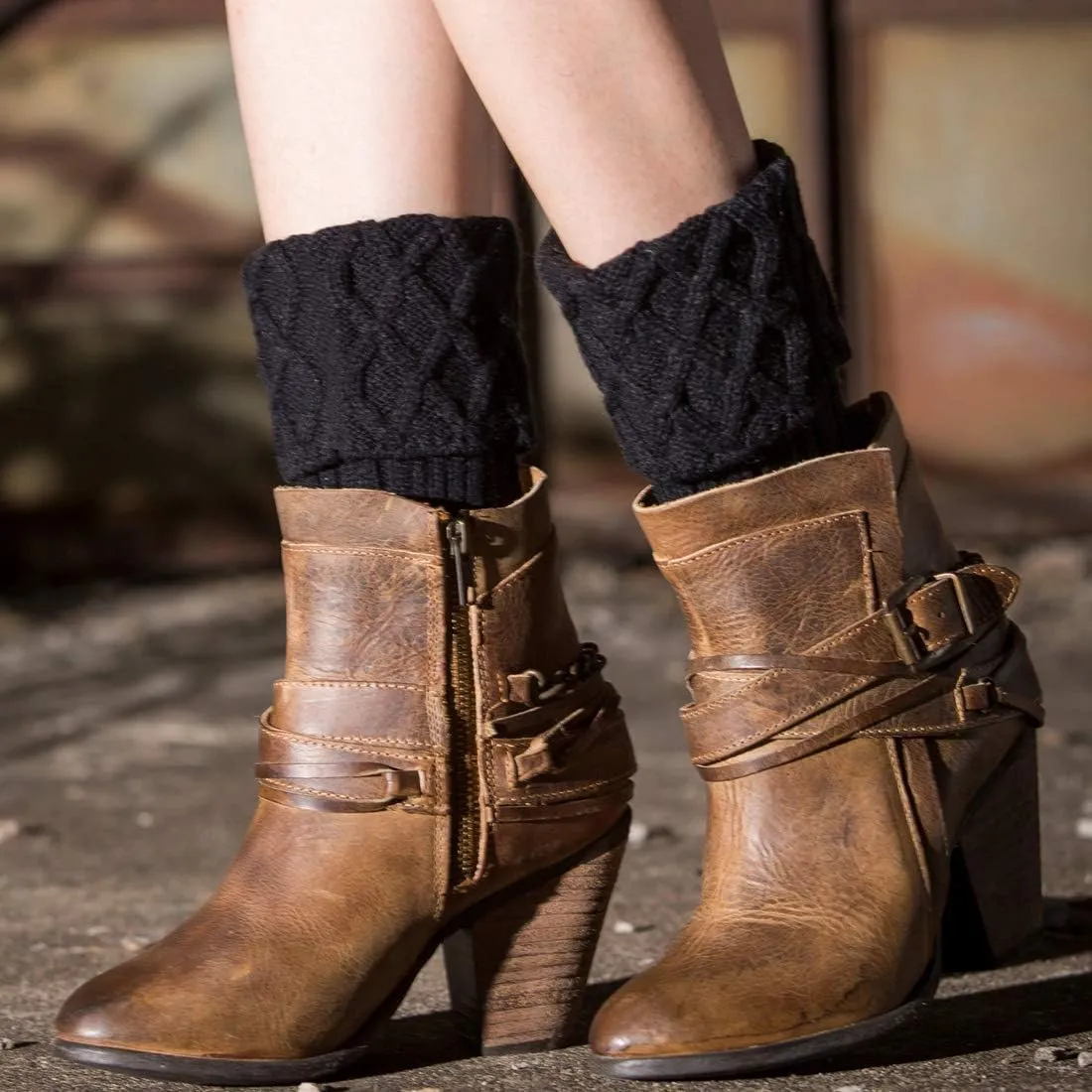 Bestjybt 3 Pairs Womens Short Boots Socks Crochet Knitted Boot Cuffs Leg Warmers Socks