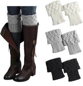 Bestjybt 3 Pairs Womens Short Boots Socks Crochet Knitted Boot Cuffs Leg Warmers Socks