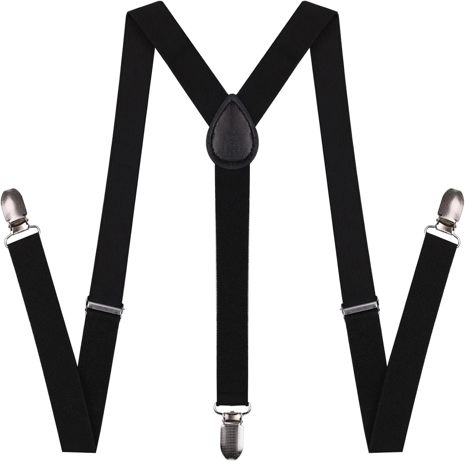 Black Suspenders for Men and Women Adjustable Suspender Elastic 1 inch Wide with Heavy Duty Clips