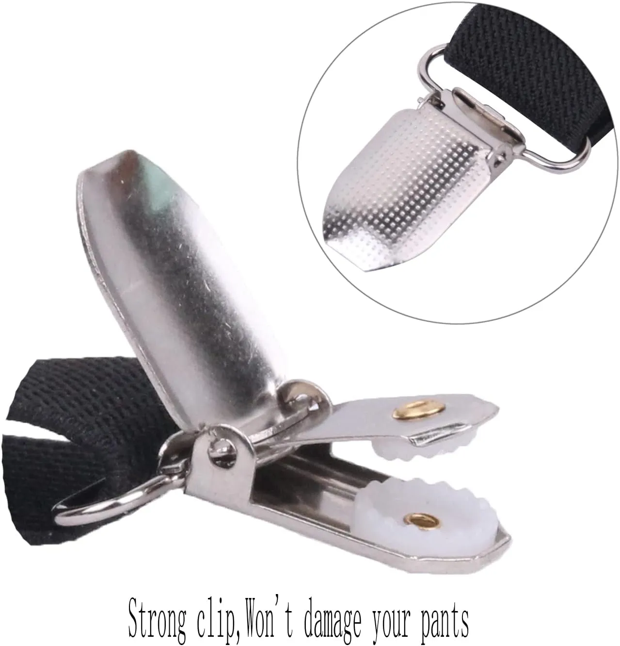 Black Suspenders for Men and Women Adjustable Suspender Elastic 1 inch Wide with Heavy Duty Clips