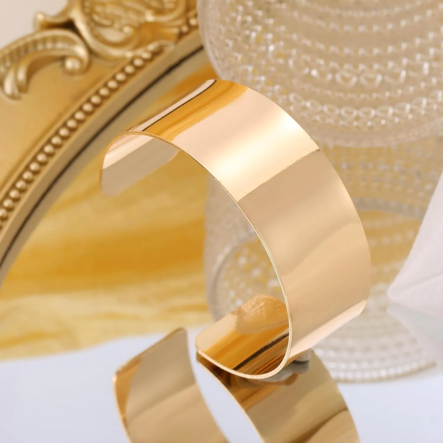 BOMAIL 2PCS Cuff Bangle Bracelets for Women - 14k Gold Plated Adjustable Open Statement Wide Bangles Gold Sliver Wrist Cuff Wrap Bracelets Jewelry