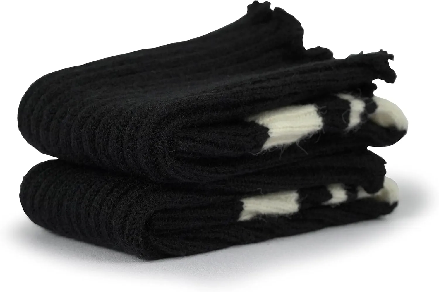 BomKinta Women Leg Warmers with Holes - Warm Ruffle Stripe Leg Sleeves - Winter Knee High Footless Socks
