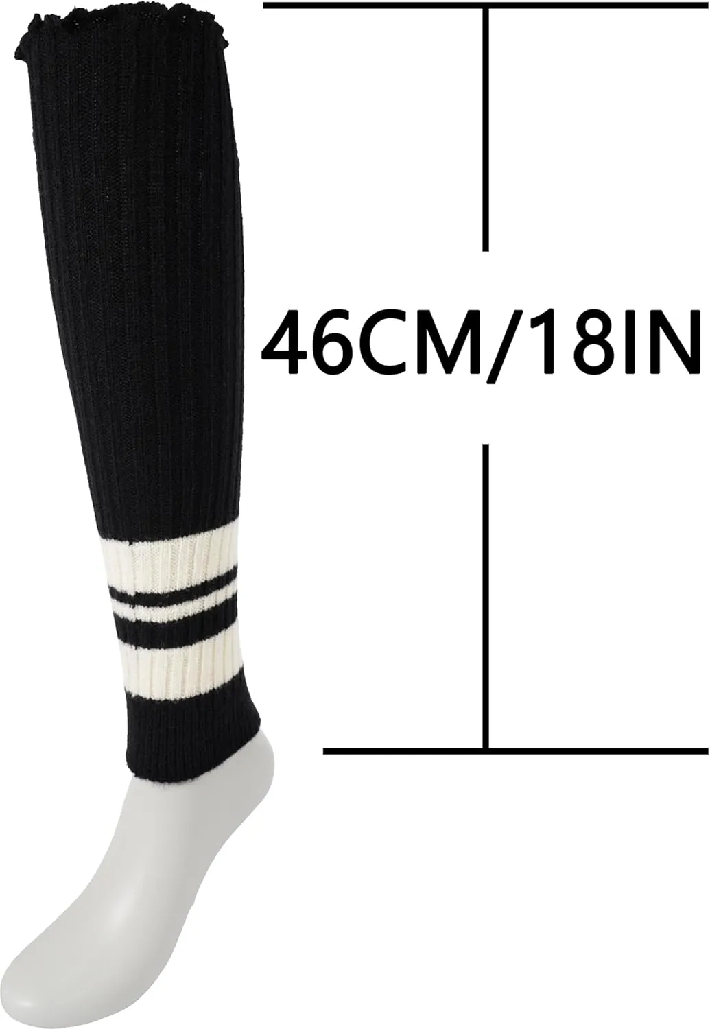 BomKinta Women Leg Warmers with Holes - Warm Ruffle Stripe Leg Sleeves - Winter Knee High Footless Socks