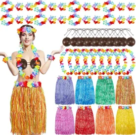 Bonuci 8 Sets Coconut Bra Hula Skirt Costume Accessory Kit Hawaiian Costume Set 23.6'' Skirt Headbands Wristbands Hawaiian Necklace Flower Leis for Women Luau Party Tropical Party Favors Bonuci 8 Sets Coconut Bra Hula Skirt Costume Accessory Kit Hawaiian Costume Set 23.6'' Skirt Headbands Wristbands Hawaiian Necklace Flower Leis for Women Luau Party Tropical Party Favors
