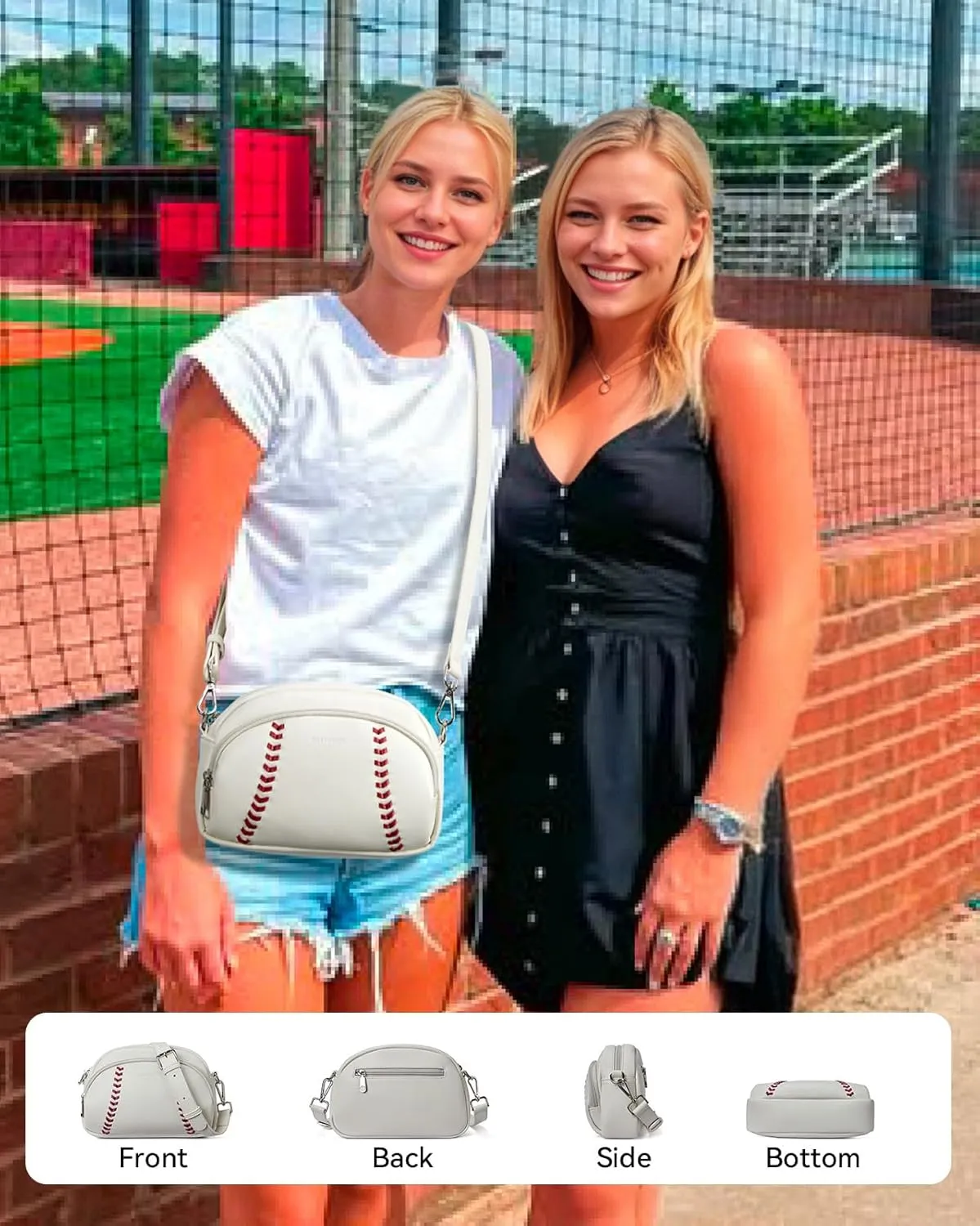 BOSTANTEN Baseball Crossbody Purses for Sport Mom Small Shoulder Bag Vegan Leather Women Handbags for Events